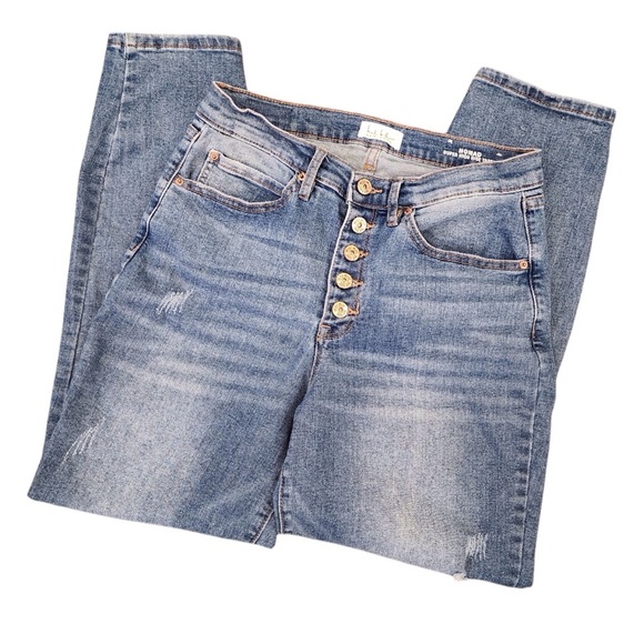NICOLE MILLER Nomad Super High Rise Taper Jeans - Size 6 Button Fly Distressed - Picture 1 of 16